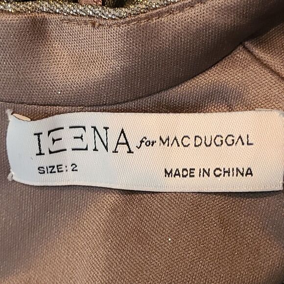 New Mac Duggal 26151 Women's (2) Silver Metallic Cap Sleeve Tea-Length Dress - Picture 10 of 16